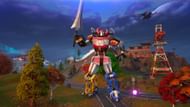 Follow the icon to find and use the Megazord in Fortnite Chapter 6 Season 4 (Image via Sportskeeda Gaming || Epic Games)